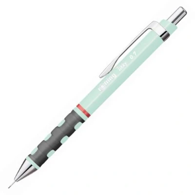 Abbildung von rOtring Tikky Druckbleistifte in Pastellfarben HB 0,7 mm Opal Blue mit angenehmem gummiertem Soft Touch Griff 12 Stück