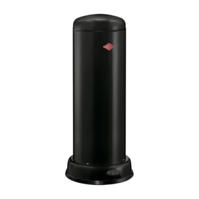 Abbildung von Wesco Big Baseboy Abfallsammler in der Farbe schwarz, pulverbeschichtetes Stahlblech, 30 Liter Volumen, eingebauter Dämpfer, Metall Fußtritt mit Gummitrittfläche