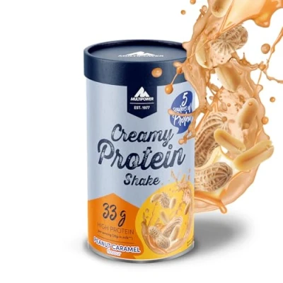 Abbildung von Multipower Creamy Protein Shake 420 g, hochwertiges Erdnuss Karamell Pulver mit Whey und Casein, für leckere Shakes zum Muskelaufbau