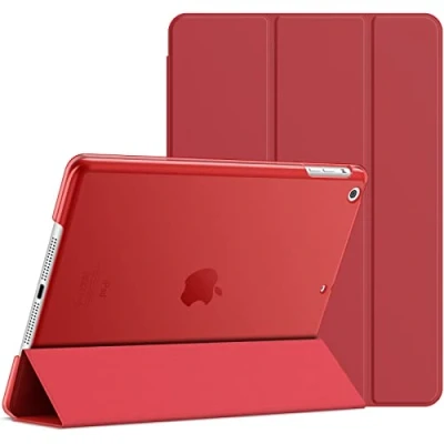 Abbildung von JETech Hülle für iPad Air (2013 Modell), Schutzhülle mit Ständer Funktion und Auto Schlaf/Wachen (Rot)
