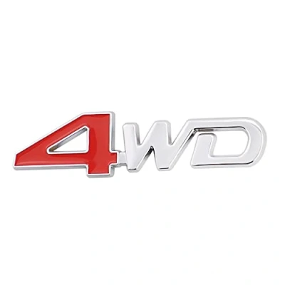 Abbildung von 4WD Emblem Aufkleber 3D Metall Auto 4x4 Badge Decals Silber Rot