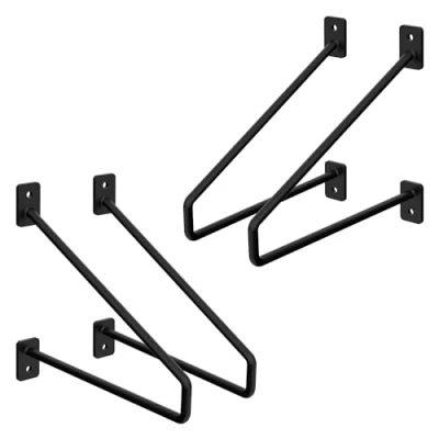 Abbildung von ML DESIGN Wandregalhalter Regalhalterung aus Stahl, Industrielle Regalträger für Wandmontage, 4 tlg., Haarnadel Wandregal, Schwarz, Wandkonsole Regalwinkel Wandhalterung