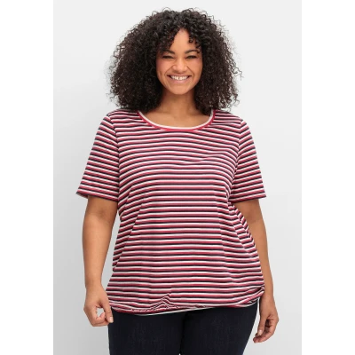 Abbildung von Sheego Tshirt print, Damen, Größe: 40/42, Tiefblau gestreift