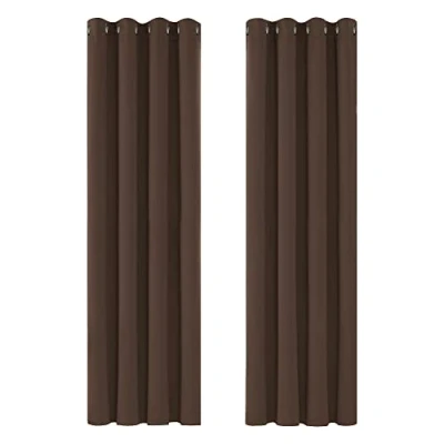 Abbildung von Deconovo Blickdichte Gardinen mit Ösen Vorhang Thermo Verdunkelungsvorhang Kinderzimmer, 183x132cm(HöhexBreite), Braun, 2er Set