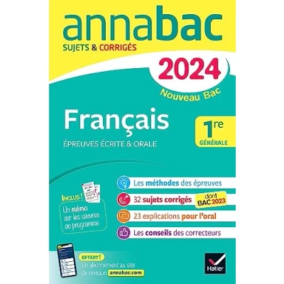 Abbildung von Annales du bac Annabac 2024 français 1re générale (bac de écrit &amp; oral): sur les oeuvres au programme 2023