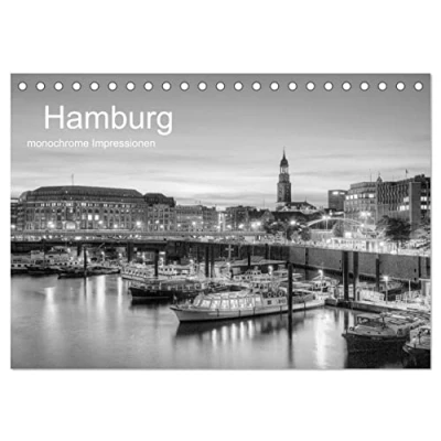Abbildung von Hamburg monochrome Impressionen (Tischkalender 2025 DIN A5 quer), CALVENDO Monatskalender