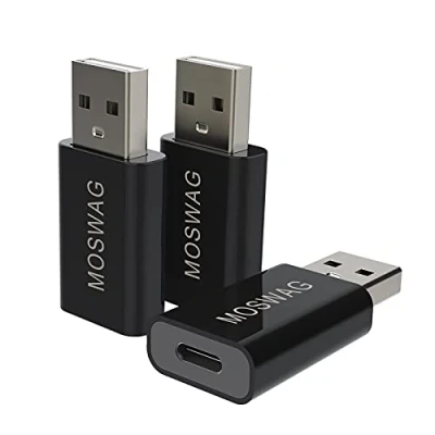 Abbildung von MOSWAG 3 Packs USB C auf Adapter Stecker Buchse Kompatibel mit Mag Safe Ladegerät,i Mac,Mac Book Pro,Mac Book,Laptops,PC,Computer und mehr