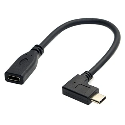 Abbildung von Cablecc 90 Grad rechtwinkliger USB C 3.1 Typ Stecker auf Buchse, Verlängerungs Datenkabel für Tablet, 20 cm
