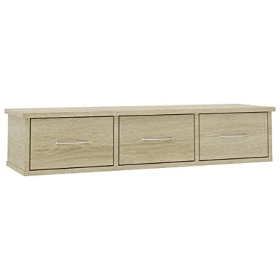 Abbildung von vidaXL Wand Schubladenregal mit 3 Schubladen Wandregal Wandschrank Hängeschrank Wandgarderobe Hängeregal Sonoma Eiche 88x26x18,5cm Holzwerkstoff