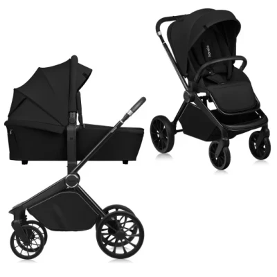 Abbildung von LIONELO MIKA PLUS 2 in 1 Buggy 0 48 Monate bis 22 kg Babywanne 9 kg, Rückenlehne und Füße verstellbar, AiryDots,Dämpfung, 360 drehbare PU Räder, XXL Verdeck