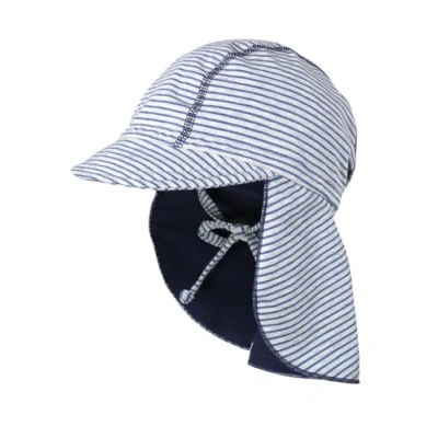 Abbildung von maximo GOTS Stripes Kindercap Baumwollcap Sonnencap Sommercap (55 cm dunkelblau meliert)