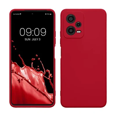 Abbildung von kwmobile Slim Case kompatibel mit Xiaomi Redmi Note 12 5G / Poco X5 Hülle Handyhülle aus Silikon in Sweet Cherry
