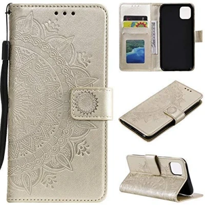 Abbildung von CoverKingz Handy Case kompatibel mit iPhone 11 Pro Max [6,5 Zoll] Cover Kartenfach Phonecase Smartphone Hülle klappbar Motiv Mandala Gold