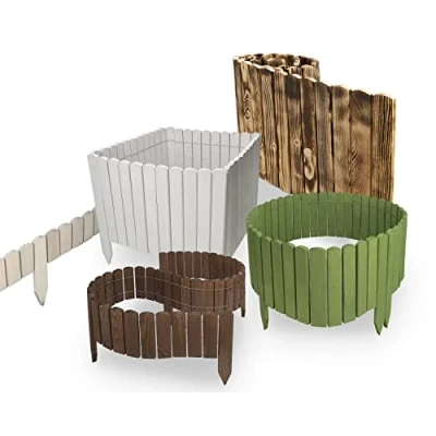 Abbildung von sunnypillow Holzzaun Flexibler Gartenzaun, Beeteinfassung Holz Beetumrandungen Zaun, Länge: 200cm Höhe: 10cm Farbe: Braun