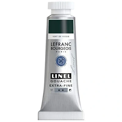 Abbildung von Lefranc &amp; Bourgeois 301206 Linel Gouache extrafeine und geschmeidige Wasserfarben mit maximaler Farbintensität, Leuchtkraft für streifenfreien Auftrag, 14ml Tube Zypressengrün