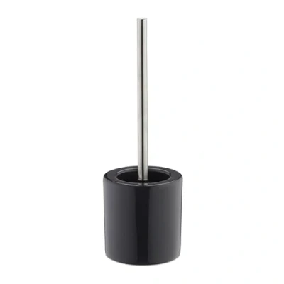 Abbildung von Relaxdays 2 x WC Garnitur Keramik im Set, runder Klobürsten Halter, wechselbarer Bürstenkopf, Bad HxD 38,5 12,5 cm, grau