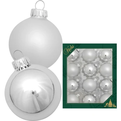 Abbildung von Krebs Glas Lauscha Weihnachtsbaumkugel &quot;Glaskugelsortiment Silberfarben Glanz/Satin, Ø ca. 5 cm&quot;, (Set, 12 St.), Weihnachtsdeko, Christbaumschmuck, Christbaumkugeln aus