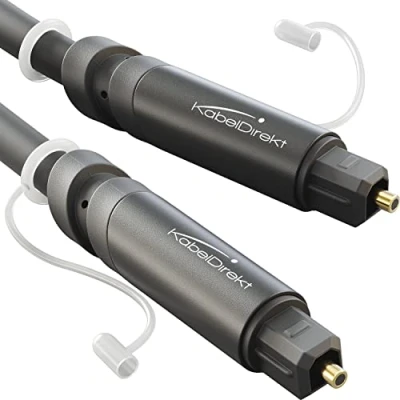 Abbildung von KabelDirekt TOSLINK Kabel, optisches Audiokabel 5 m Glasfaserkabel für Soundbar mit Schutzkappe (TOSLINK auf TOSLINK, digitales S/PDIF Stereoanlage/Verstärker, Heimkino, Xbox One/PS4)