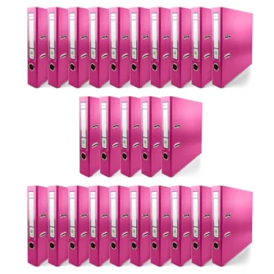 Abbildung von Netuno 25x Ring Buch Rosa DIN a4 Ekobox 2 Mechanik 5cm Ringmappe schmaler Aktenordner schmal dünn Kunststoffordner einfarbig Ordner Dokumente Ringbuch Schulordner