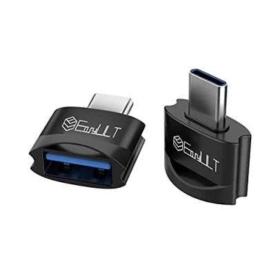 Abbildung von EasyULT USB C auf Adapter [2 Stücke], OTG Typ Female Adapter, Thunderbolt 3 Kompatibel mit Huawei, Galaxy, MacBook Pro, Galaxy Surface Go und mehr (Schwarz)