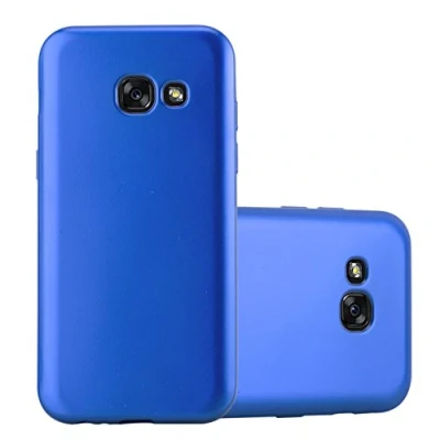 Abbildung von Cadorabo Hülle kompatibel mit Samsung Galaxy A5 2017 Schutzhülle TPU Silikon Case Metallic Design Slim Kratzfest Weiche Gummi Rundumschutz für in Blau