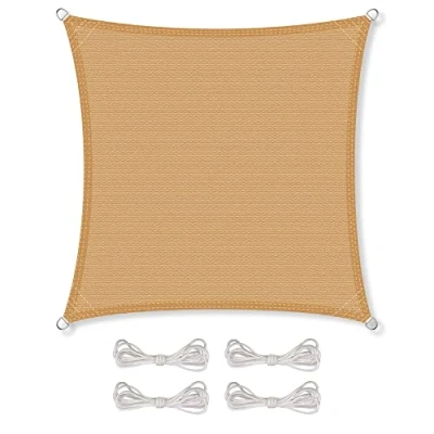 Abbildung von CelinaSun Sonnensegel inkl Befestigungsseile Premium HDPE wetterbeständig atmungsaktiv Quadrat 3 x m Sand beige