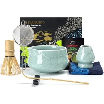 Abbildung von TEANAGOO Matcha Set MatchaTee Besen Tea Schale Tee für die Zubereitung von Frühstück/Matcha Latte, N36, Seladon Blau,Geschenk Liebhaber