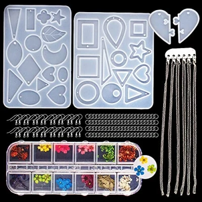 Abbildung von 252 tlg. Resin Harz Gießharz Silikonform Gießform,Harz Formen DIY Silikon Schmuck Epoxidharz Set,Resin Set für Anhänger Halskette Ohrringe Basteln Schmuckherstellung