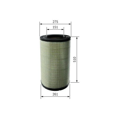 Abbildung von BOSCH F 026 400 678 Luftfilter 510 275 Filtereinsatz DAF: XF, XF 105