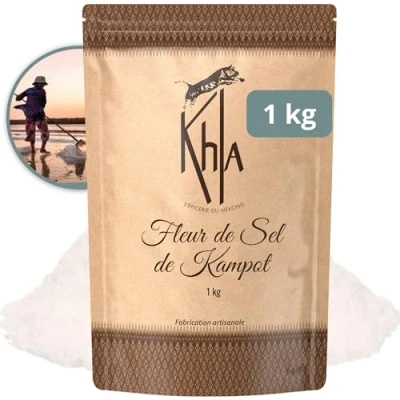 Abbildung von Khla Fleur de Sel Salz aus Kampot 1 kg 100% Natürliches Meersalz Küchengewürzzutat Direkt vom Hersteller Graues Gourmet Meeres Keltisches Herkunft Kambodscha