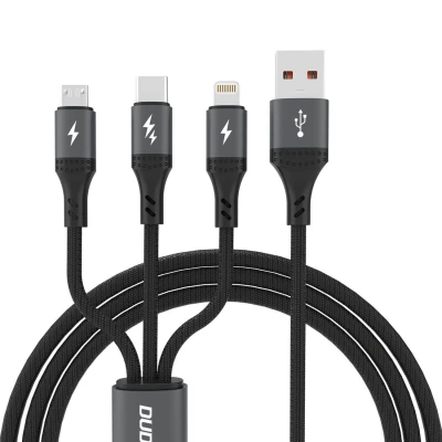 Abbildung von Dudao L3E 3 i 1 USB A til MicroUSB/USB C/Lightning 66W 1,2m Sort