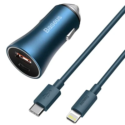 Abbildung von Baseus Golden Contactor Pro Lightning Car Charger Set Blue