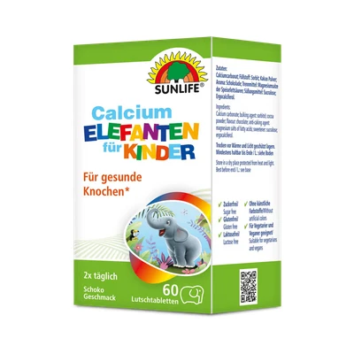 Abbildung von SUNLIFE SUNLIFE® Calcium Elefanten Kinder 60 Lutschtabletten Knochen Kalzium 2 täglich langsam im Mund zergehen lassen