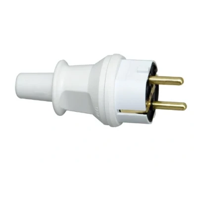 Abbildung von Kopp Schutzkontaktstecker mit Knickschutztülle, IP44 Schutzklasse, spritzwassergeschützt, 250V (16A), PVC, bruchfest, arktis weiß, 173002007