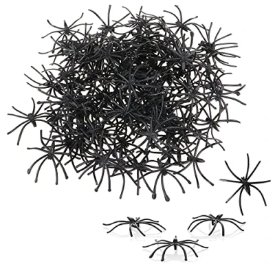 Abbildung von com four® 100x Deko Spinnen Kunststoffspinnen als Streudeko Tischdekoration für Horror Partys zu Halloween gruselige kleine aus Plastik