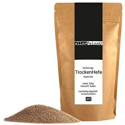 Abbildung von allerFeinst! feinkörnige Premium Hefe Trockenhefe Backhefe Germ Yeast für z.B. Ciabatta, Pizzateig, Kuchen, Gebäck, uvm (350g)