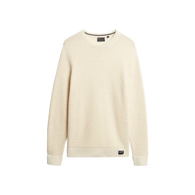 Abbildung von Superdry Textured CREW Strickpullover, Herren, Größe: Small, Ecru heather