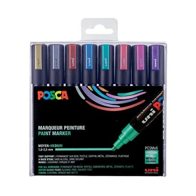 Abbildung von uni ball Lackmarker POSCA PC 5M Marker 8er Set Metallic
