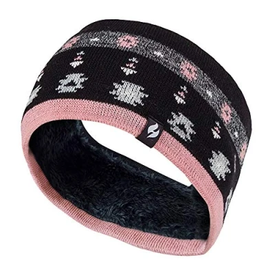 Abbildung von Heat Holders Damen outdoor gestrickt strick thermo winter stirnband mit innen fleece (One Size, Jaquard Black Coral)