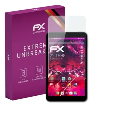 Abbildung von atFoliX Glasfolie kompatibel mit Nokia T10 Panzerfolie, 9H Hybrid Glass FX Schutzpanzer Folie