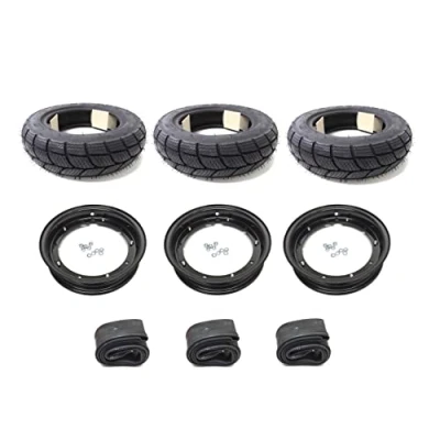 Abbildung von 3x Winterräder M+S 100/90 10 Radsatz Felgen Schwarz für Piaggio Ape 50 TM TL1T TL6T ZAPC80 Kompletträder Winterreifen mit und Schläuchen