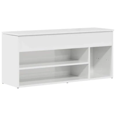 Abbildung von vidaXL Schuhbank Hochglanz Weiß 102x30,5x45 cm Holzwerkstoff, Flurbank, Sitzbank, Aufbewahrungsbank, Dielenbank, Sitzbank Flur, Schuhablage