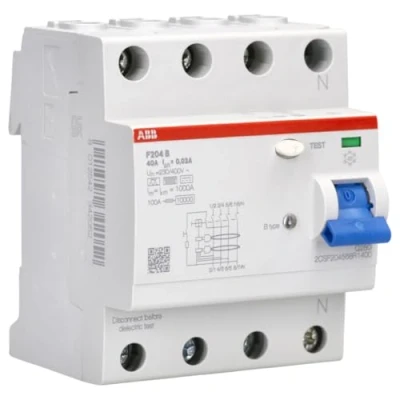 Abbildung von ABB Stotz S&amp;J FI Schutzschalter TypB 4P 40A,30mA,3kA,4TE F204B 40/0,03 4TE (2CSF204568R1400)