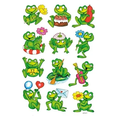 Abbildung von HERMA 5601 Aufkleber Frösche klein, 36 Stück, Tiere Sticker mit lustigen Frosch Motiv, Kinder Etiketten für Fotoalbum Tagebuch Poesiealbum Scrapbooking Geburtstag Dekoration Briefe DIY Basteln