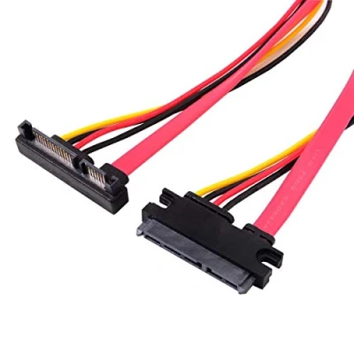 Abbildung von cablecc Abgewinkeltes SATA III 3.0 7+15 22 poliges Stecker Buchse Datenstrom Verlängerungskabel 30 cm