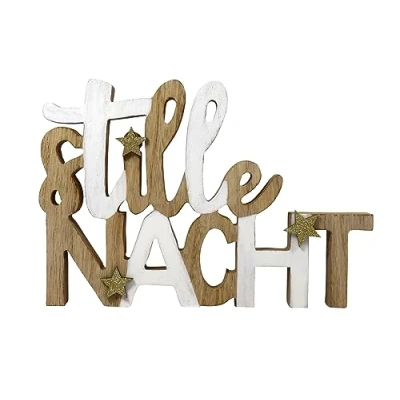 Abbildung von Schriftzug Stille Nacht Aufsteller Holz Weihnachten Weihnachtsdeko 23x16 cm