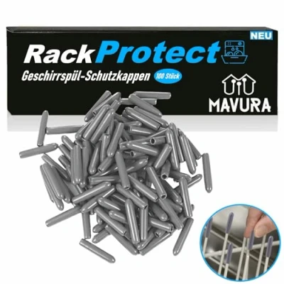 Abbildung von MAVURA Abdeckkappe RackProtect Spülmaschinen Gestell Abdeckkappen Universal, (Zinken Schutz Schutzkappen), Geschirrspüler Kappen Rostschutz [100erSet]