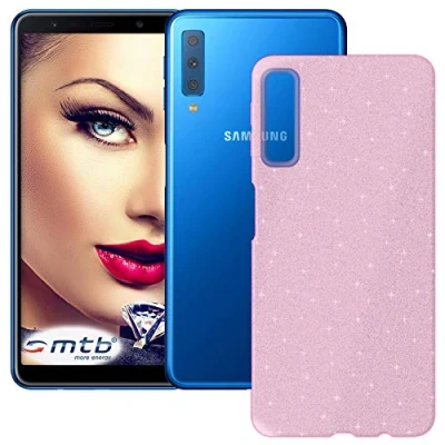 Abbildung von mtb more energy® TPU Hülle Shine für Samsung Galaxy A7 2018 (SM A750FN/DS, 6.0&#039;&#039;) Rosa Glitzer Effekt flexibel Schutzhülle Case Cover Tasche