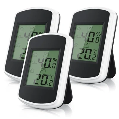 Abbildung von CSL 3x Digitales Mini Thermo Hygrometer Thermometer innen Temperatur und Luftfeuchtigkeitmessgerät mit Smiley Indikator für Gewächshaus, Wohnzimmer