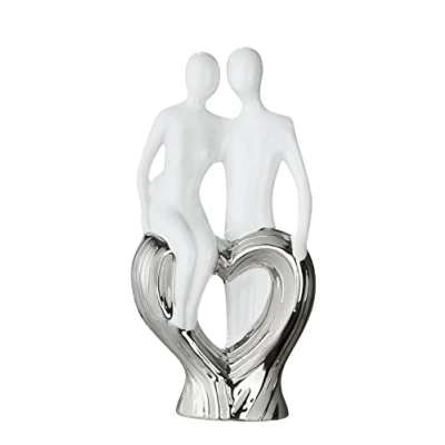 Abbildung von GILDE Francis Paar Skulptur &quot;Herzlicher Rückhalt&quot; Keramik weiß Figur H.24cm